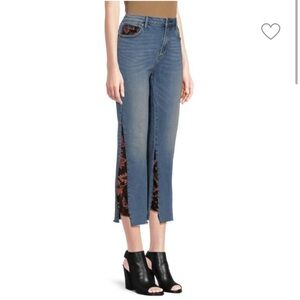 Driftwood Indie Mid Rise Crop Velvet Floral Jean
